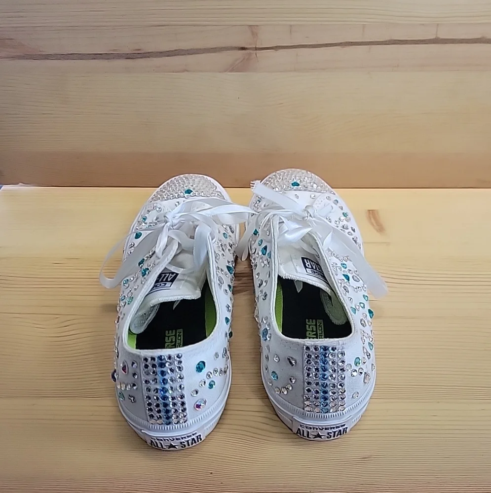 Crystal embellished converse shoes Youth size 3